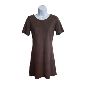 Brown Short Sleeve Faux Suede Mini Dress Size S